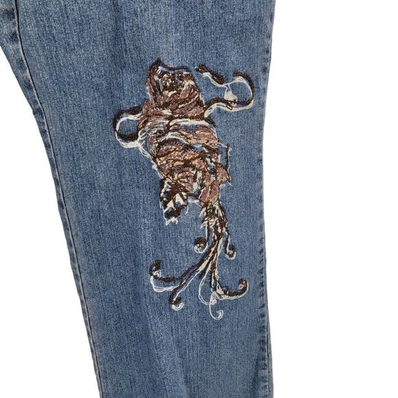 Vintage 90's Westport High-rise Wide Leg Jeans 20W Embordered Stonewash Hippy - Picture 10 of 15